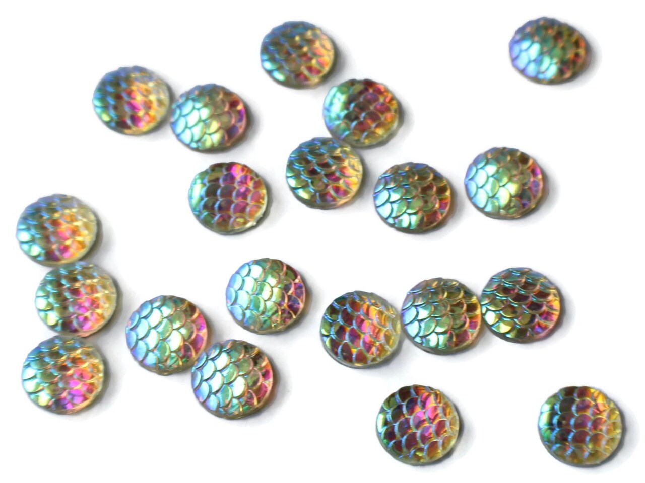 20 12mm White Mermaid Scale Cabochons Dragon Scale Cabochons